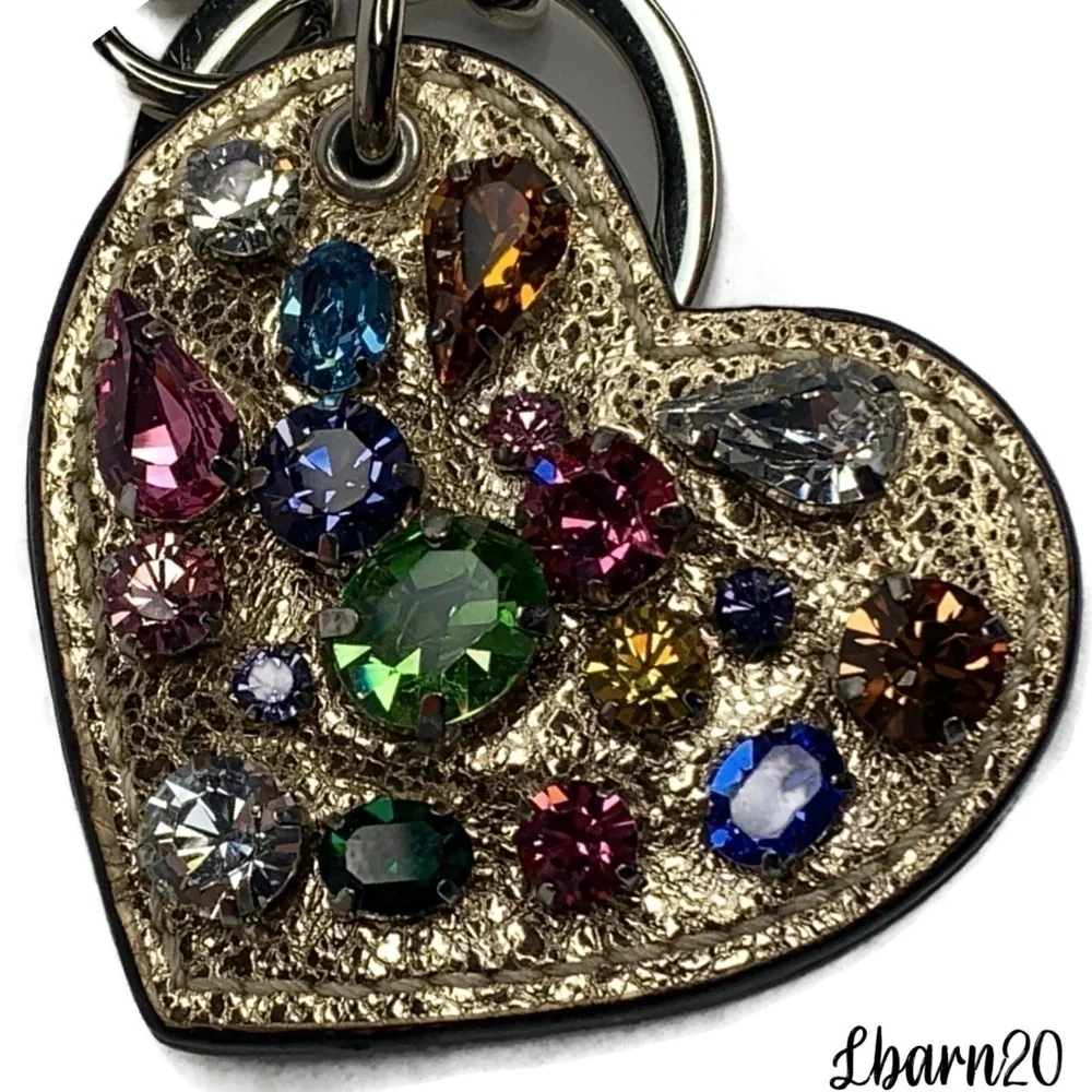 ❤️ Coach Multicolored Jewel Crystal HEART Keychain